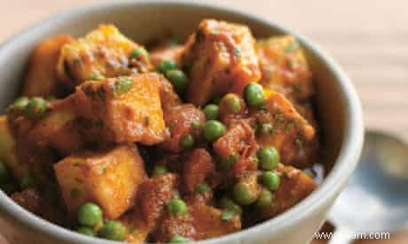 Mattar paneer :recette de fromage et petits pois sucrés et épicés 