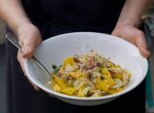 Recette de fettuccine au bacon et aux châtaignes d Angela Hartnett 