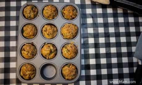 Muffins salés feta, épinards et poivrons rouges pour enfants 