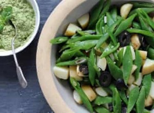 Salade de pommes de terre avec haricots verts et pesto sans produits laitiers ni noix 