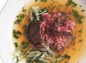 Dîner en milieu de semaine de Nigel Slater :steak de jupe avec bouillon d herbes 