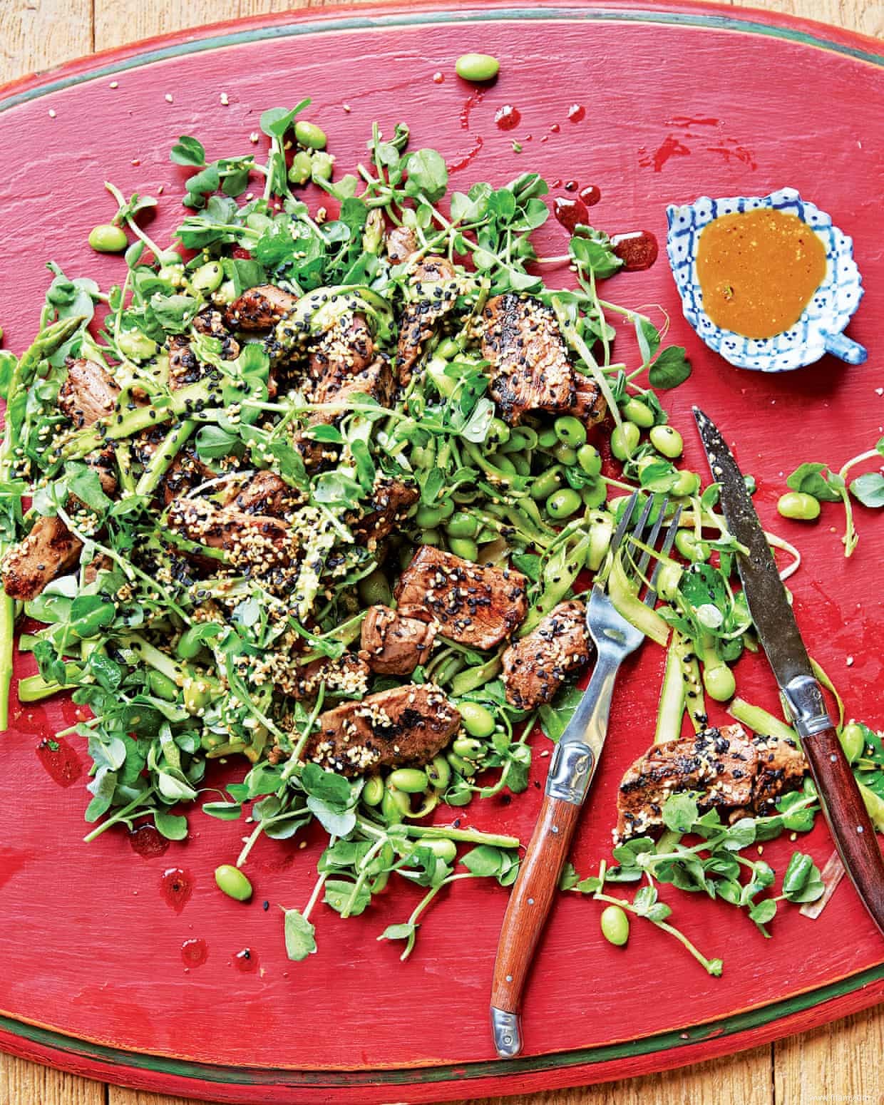 Recettes de Léon :salade de steak au wasabi 