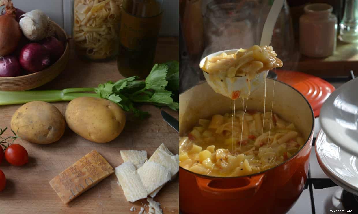 La recette de Rachel Roddy pour les pâtes aux pommes de terre et fromage provola 