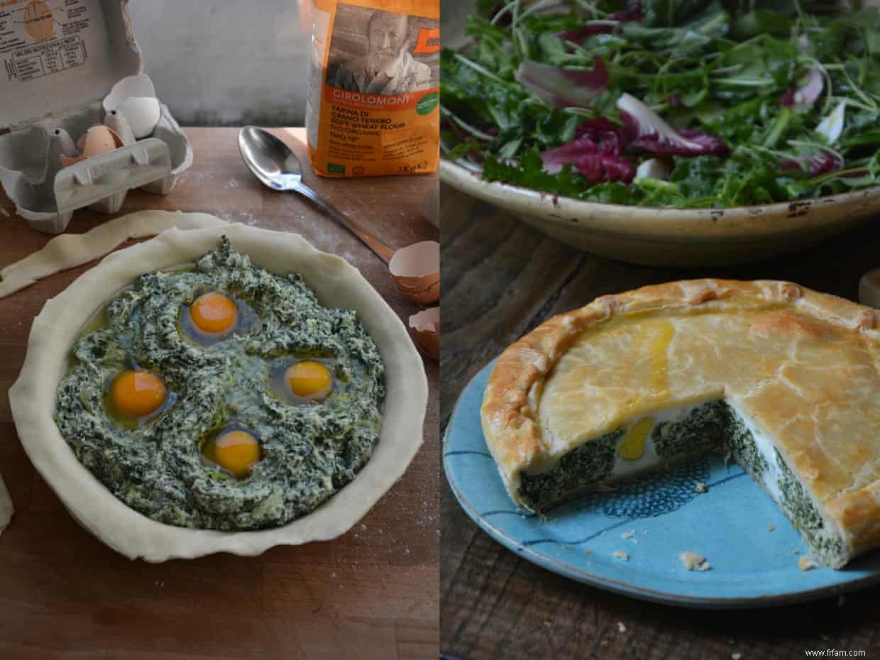 Recette de Pâques à l italienne :tarte aux œufs, aux épinards et à la ricotta 