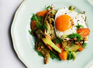 Recette de légumes de printemps sautés aux graines de moutarde et aux œufs de Nigel Slater 