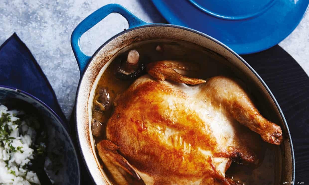 Recette de poulet rôti aux champignons miso de Bondi Harvest avec noix de coco et riz 