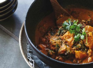 La recette de Peter Gordon pour la courge musquée au curry rouge, les champignons et les épinards 