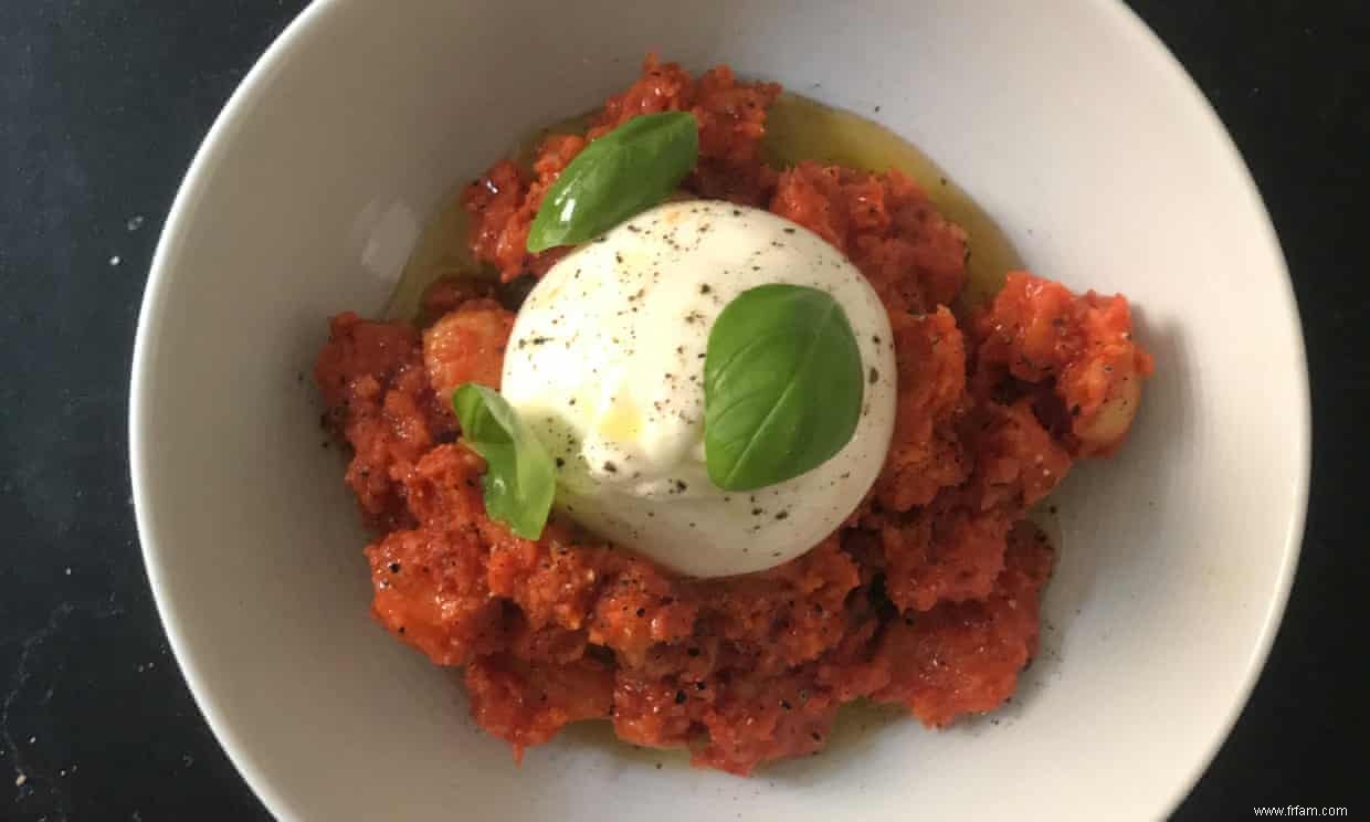 La recette de Matteo Aloe pour la pappa al pomodoro avec mozzarella et  nduja 