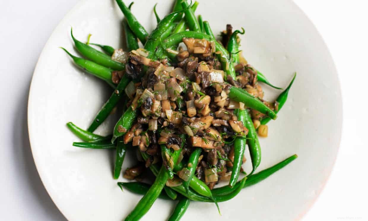 Recette haricots verts, champignons et aneth de Nigel Slater 