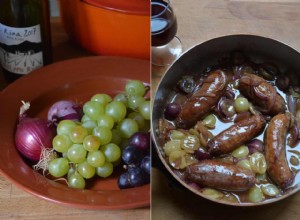 La recette de Rachel Roddy pour les saucisses à l oignon rouge et aux raisins 