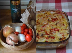 La recette du gratin de pommes de terre, oignons et tomates de Rachel Roddy 