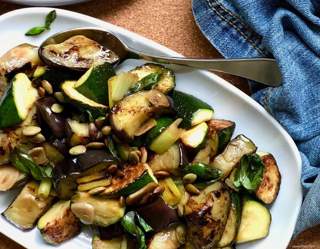 Recette facile en semaine :poulet nu parme avec légumes d été sautés aux anchois 