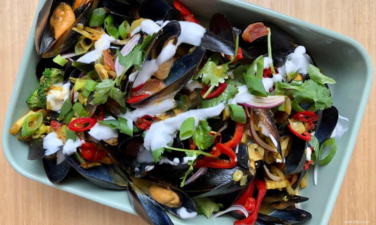 Recette facile en semaine :moules épicées, lap cheong et noix de coco 