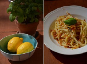 La recette de Rachel Roddy pour les spaghettis au citron, basilic et chapelure 