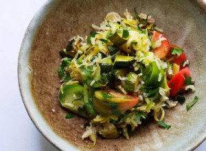 La recette de Nigel Slater pour le basmati brun, les courgettes et les tomates 