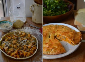 La recette de Rachel Roddy pour la tarte au potiron rôti, aux champignons et aux châtaignes 