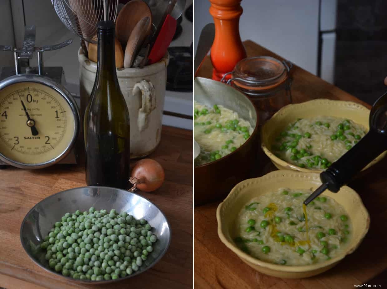 La recette d orzo aux petits pois, herbes et parmesan de Rachel Roddy 