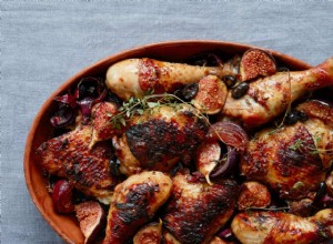 Recette de Thomasina Miers pour les cuisses de poulet rôties aux figues collantes, oignons rouges et vinaigre oloroso 