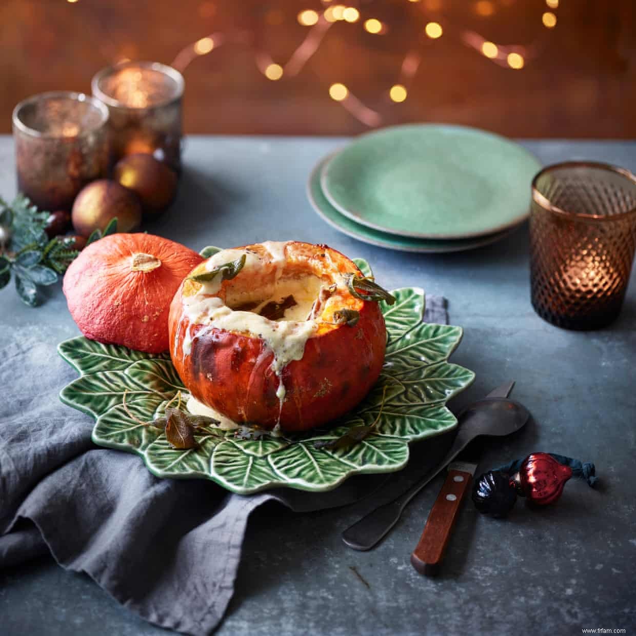 Courge au four avec recette de crème de céleri et d herbes par Jane Scotter et Harry Astley 