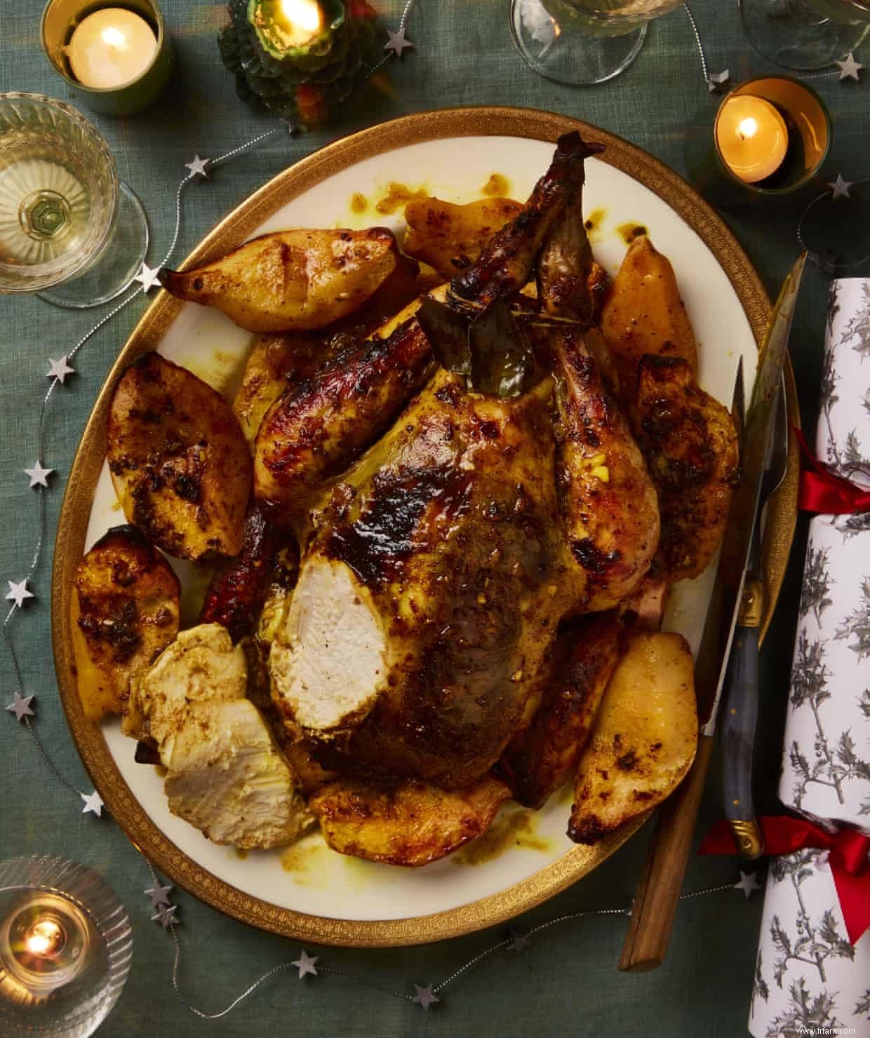 La recette de Ravinder Bhogal pour le poulet rôti au miel et au citron avec du riz pilaf aux bijoux 