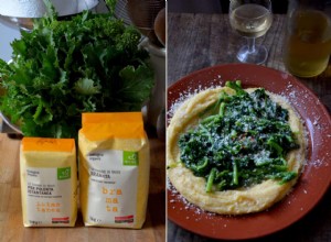 La recette de Rachel Roddy pour la polenta au beurre, parmesan et légumes verts 