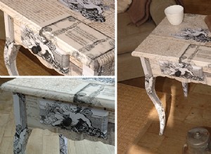 Tutoriel : décorer une table de chevet avec des papiers collés